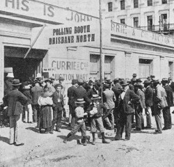 Pollins station referendum day, Brisbane, 1899