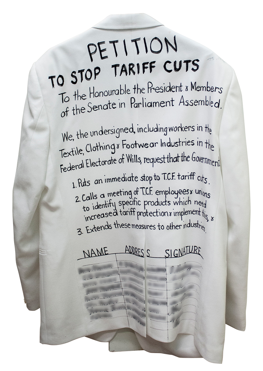 Petition presented in the Australian Senate to stop tariff cuts.