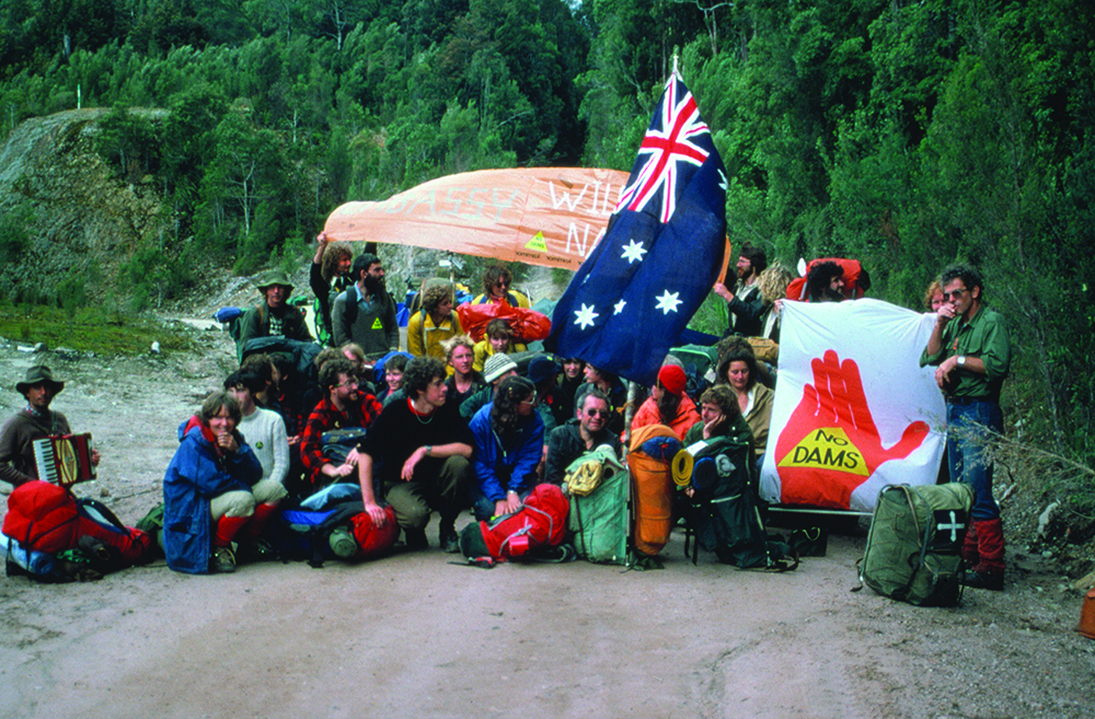 Protesters at Franklin Dam site, 1982.