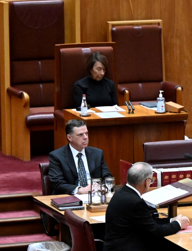 The Clerk working in the Senate chamber.