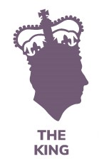 A purple silhouette of the bust of the King.