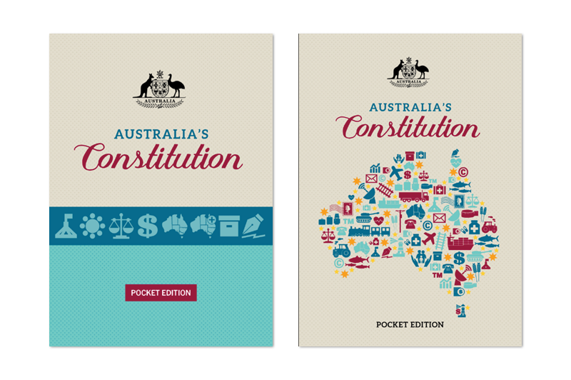 Two different covers of Australia's Constitution pocket edition. 