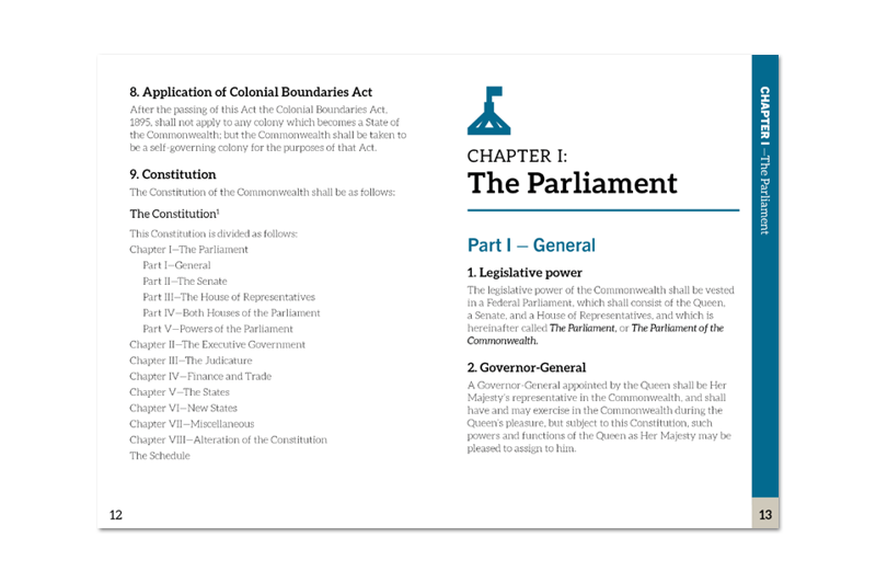 Page spread from Australia's Constitution pocket edition