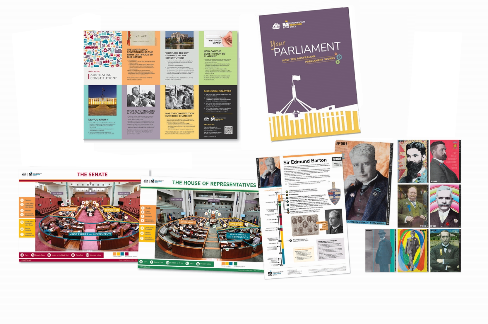 11 different posters and 2 A4 booklets.