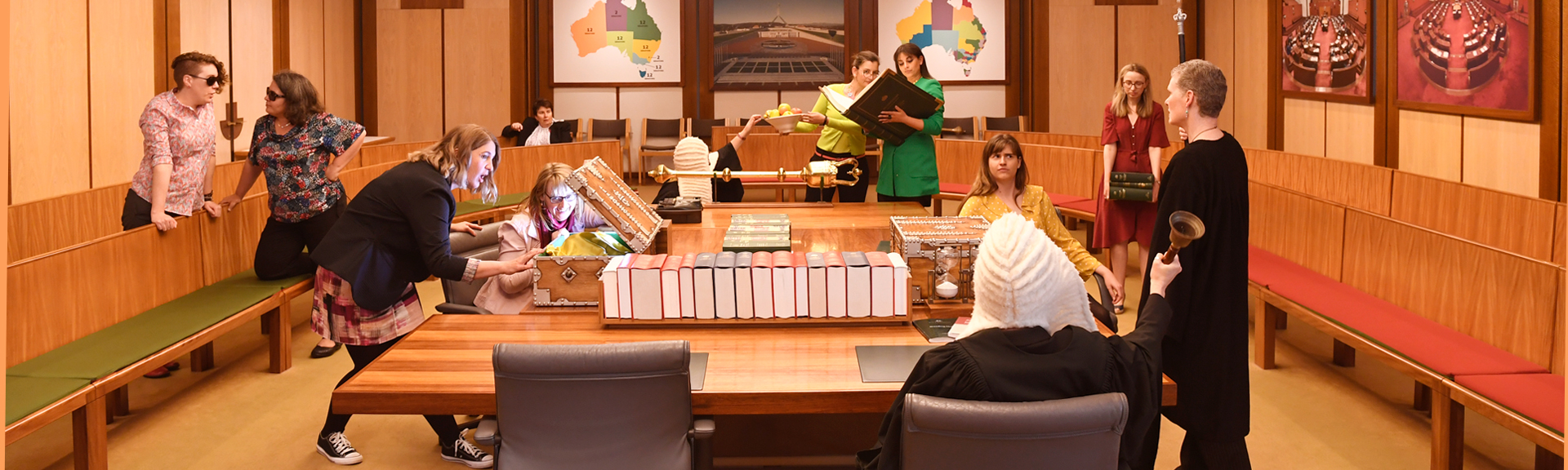 The PEO team in the Education Centre at Parliament House.